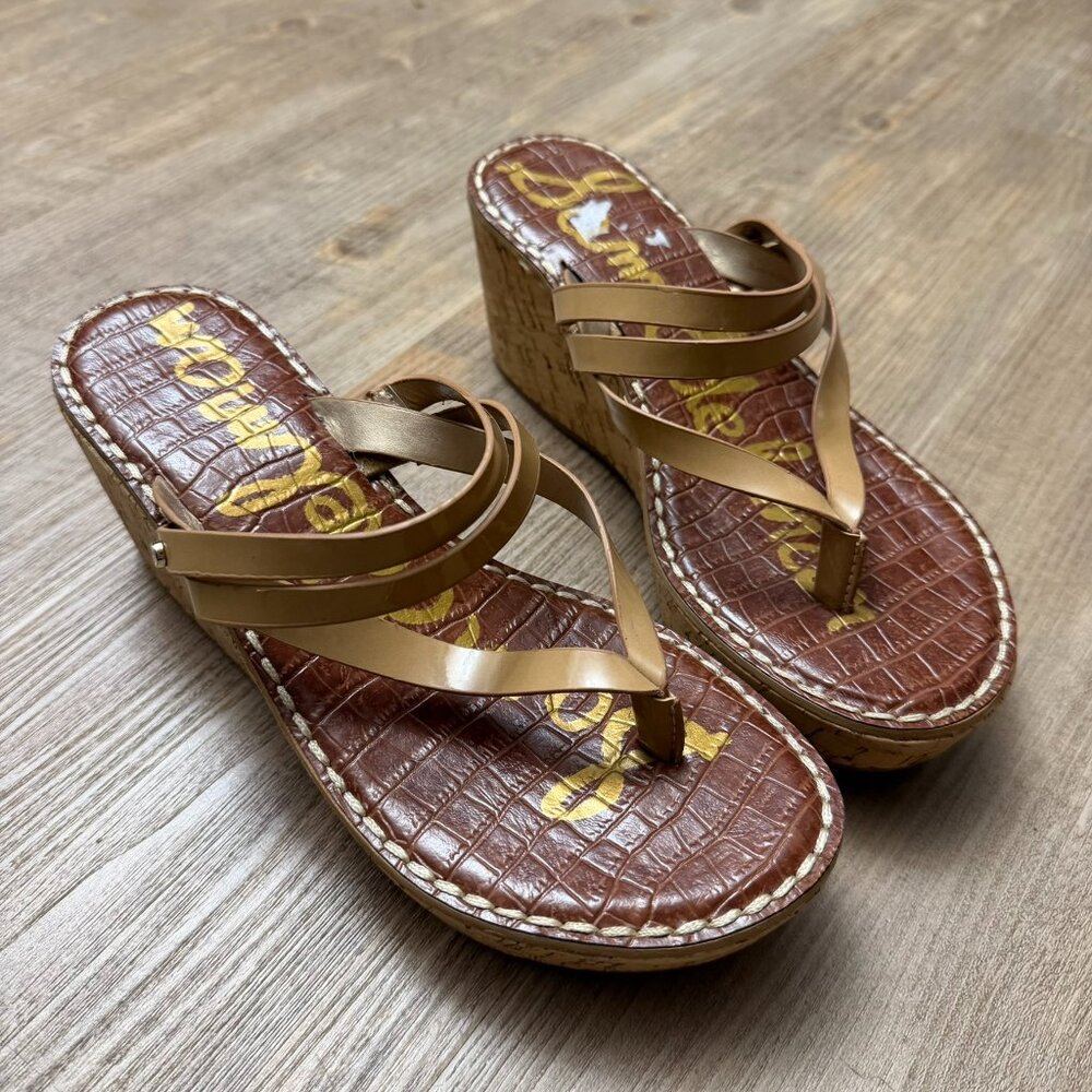 Sam Edelman Rasha Thong Cork Platform Wedge Sandal 7.5W
